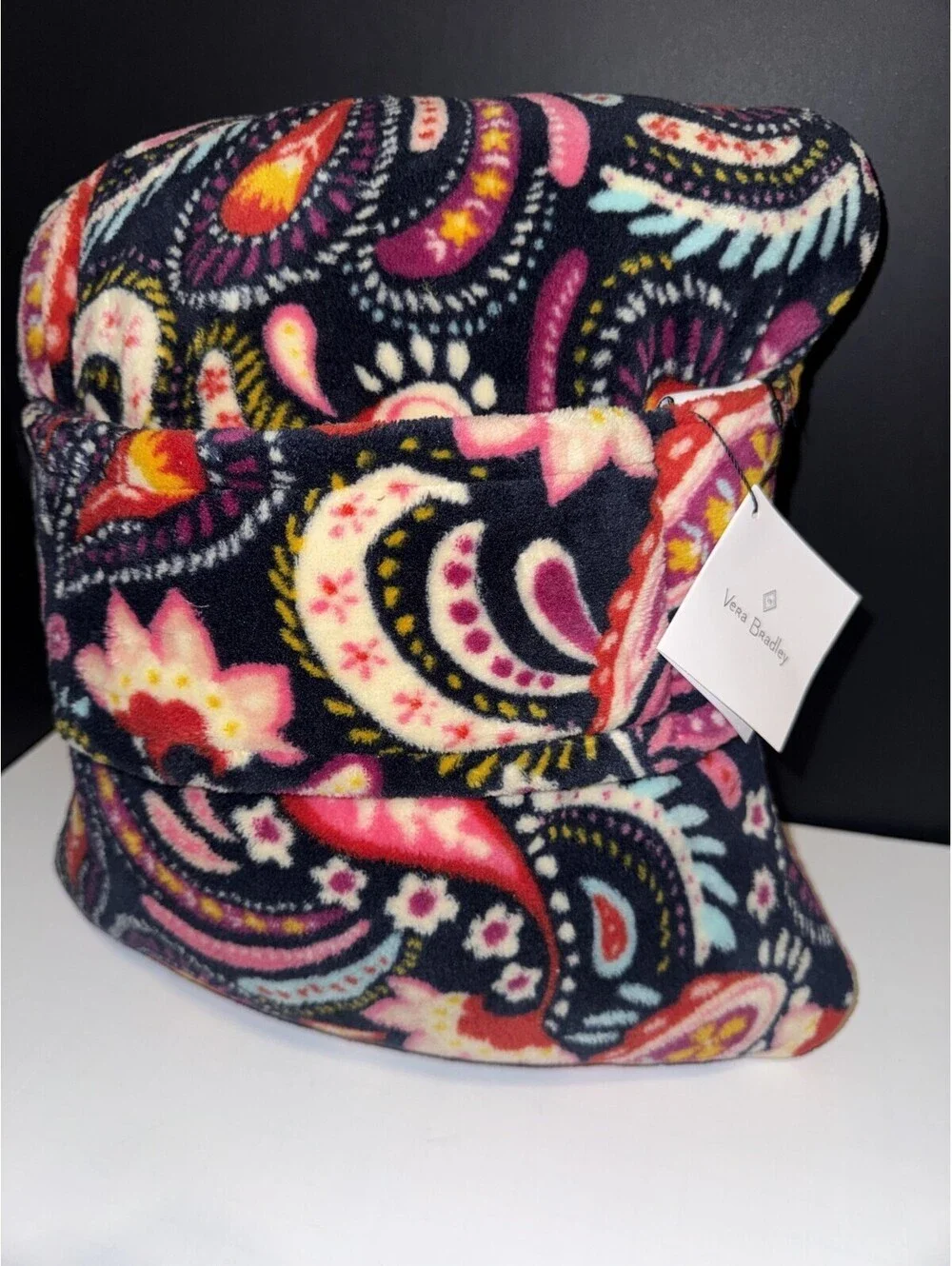 Vera Bradley Painted Paisley 60 by 45 Travel Fleece Pillow/Blanket NWT Navy
